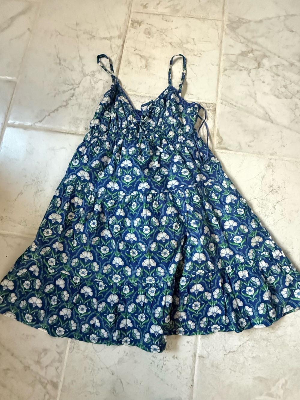 Japna Blue Floral Spaghetti-Strap Dress